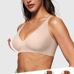 Vertvie Jelly Wireless Bras for Women Push Up Plunge Seamless T-Shirt Bras No Underwire Supportive Full Coverage Bralettes(Nude,Medium)