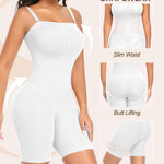 Werena Women's Strapless Shapewear Full Body Bodysuit Tummy Control Seamless Mid Thigh Body Shaper with Removable Straps (White,3XL)