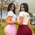 Niipty 3 Pack Workout Gym Shorts Women Scrunch Butt Lifting Seamless High Waist Yoga Booty Shorts for Women - Black+Red+Pink M