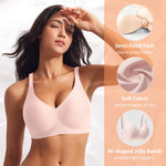 Seamless Jelly Padded Bras for Women No Underwire Full Coverage Supportive Push Up Gel Bra Wireless Low Cut Soft Bralettes(A1#Black+Nude(Mix Set),3X-Large)