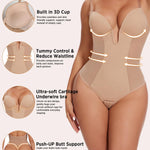 JOYSHAPER Women Shapewear Bodysuit Built in Bra Tummy Control U Plunge Backless Body Shaper Bra Thong Body Suits