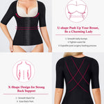 Gotoly Women Waist Trainer Corset Tummy Control Shapewear Upper Arm Shaper Post Surgical Slimmer Compression Tops(Black Short Sleeve,Medium)