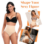 Werena Tummy Control Thong Shapewear for Women High Waisted Body Shaper Panties Shaping Thong Girdle Underwear(01# Mid Waisted Beige(slimmming),Small)