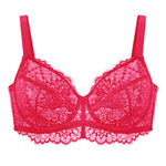 HSIA Minimizer Bra for Women - Plus Size Lace Full Coverage Womans Bra Unlined Underwire Bra for Heavy Breast Raspberry Red