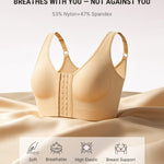 FeelinGirl Compression Bra Post Surgery Mastectomy Bra Front Closure Surgical Breast Augmentation Post Op Beige