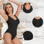ONEW Shapewear Bodysuit for Women Tummy Control Seamless Body Suits Deep V Neck Body Shaper Going Out,Black,Large