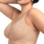 HSIA Minimizer Bra for Women - Full Coverage Seamless Lace Bra Plus Size Underwire Unlined Bra for Heavy Breast Light Beige