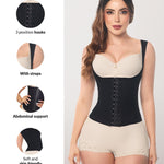 Forma Tu Cuerpo Waist Trainer for Women, Corset Shapewear, Hourglass Shape Faja Body Shaper, Waist Cincher for Women (Black + Waist Trainer with Straps, S)