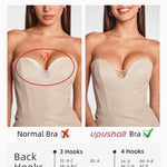Upushall Strapless Push Up Bras for Women Padded Deep Plunge U Shape Halter Non Slip Seamless Bra 34B,Nude