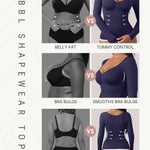 FeelinGirl Compression Shirts Woman Shapewear Tummy Control Long Sleeve Tops Womens Slimming Body Shaper V Neck Blue Medium