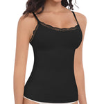 EUYZOU Women Shapewear Tummy Control Camisole Tops - Scoop Neck Sexy Compression Tank Tops Seamless Body Shaper, Black M