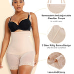 SHAPELLX Tummy Control Body shapers Shapewear for Women Side Zipper Butt Lifting Shapewear Corset Bodysuit Faja Colombian (Beige, Medium)