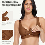 FeelinGirl Post Surgery Compression Bra Soft Support for Mastectomy Breast Augmentation Breast Lift Bra After Surgery Caramel M