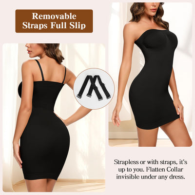 JOYSHAPER Strapless Shapewear Slip for Under Dresses Tummy Control Womems Full Slip Body Shaper Seamless