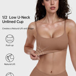 OEAK Womens Comfortable Bras No Underwire Cami Bra Seamless Unlined Bralettes Scoop Neck Unpadded Everyday Sports Tshirt Bra Latte,S