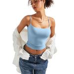 SUUKSESS Women Sexy Square Neck Tank Top Summer Y2K Going Out Tops Casual Sleeveless Basic Cami Shirts (Baby Blue, M)