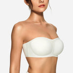 OEAK Womens Strapless Bras Jelly Push Up Bandeau Bra Non Slip Wireless Supportive Padded Bras Seamless Comfortable Tube Bra White M