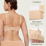 Popilush Bras for Women Minimizer Underwire Supportive Full Coverage Lace Push Up Bra Size 32C Warm Beige