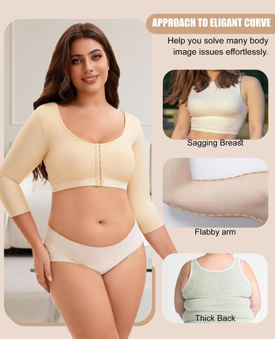 Arm Compression Sleeve Women Post Surgery Arm Shaper Front Closure SKL