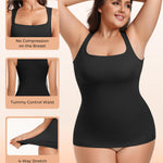 EUYZOU Shapewear Tummy Control Compression Tank Tops for Women Seamless Square Neck Body Shaper Wide Strap Camisole, Black L
