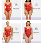 SHAPELLX Lace Bodysuit for Women Tummy Control Shapewear Body Suits One Piece Body Shaper Thongs Red XS