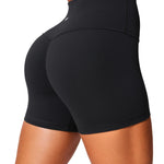 CRZ YOGA Secretsculpt Butterlift Biker Shorts 4" - No Front Seam High Waisted Womens Workout Gym Booty Scrunch Butt Black Medium