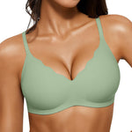 Seamless Bras for Women No Underwire Seamless Bralettes Everyday Comfort Tshirt Padded Bra Green