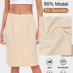 Wikoan 2 Pcs Women's Half Slips for Under Dresses Soft Modal Underskirt Short Slip Skirt Anti-Static Petticoat,Black & Nude,M