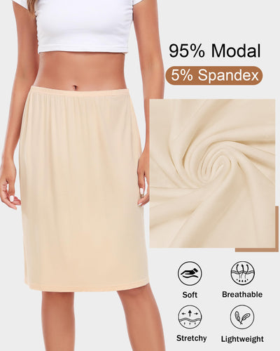 Wikoan Half Slip for Women Under Dress Basic Slips Dress Super Soft Modal Underskirt for Under Dresses,Nude,M