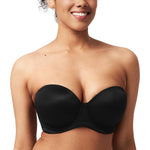 HSIA Strapless Bras for Women Large Breasts Non Slip Full Coverage Underwire Supportive Multiway Strapless Bra Plus Size Black