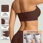 OEAK Supportive Strapless Bras for Women Push Up Wireless Bandeau Bra Non Slip Seamless Bras Comfortable Padded Bralette Chocolate XS