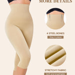 Irisnaya High-Waisted Tummy Control Shapewear Capri for Women, Compression Leggings with Butt Lifter Faja Body Shaper Beige