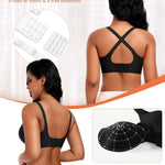 Seamless Jelly Sewn in Padded Bras for Women No Underwire Full Coverage Supportive Bralettes Everyday Soft Gel Bra(A1# Black(Pure),X-Large)