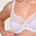 DELIMIRA Women's Plus Size Full Coverage Underwire Unlined Minimizer Lace Bra White 36E