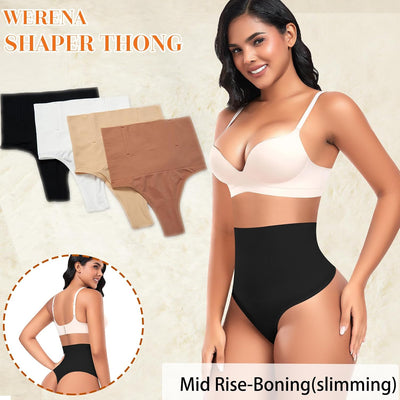Werena Tummy Control Thong Shapewear for Women High Waisted Body Shaper Panties Shaping Thong Girdle Underwear