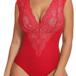 SHAPERIN Sexy Lace Bodysuit for Women Tummy Control Thong Shapewear Deep V Neck Body Suits Corset Tops Going Out Tank Top