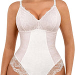 FeelinGirl Lace Shapewear Bodysuit Tummy Control V-Neck Sleeveless Tank Top