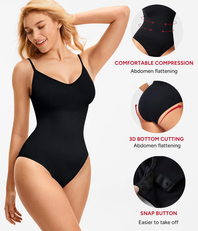 Nebility Bodysuits for Women Tummy Control Body Suits Seamless Shapewear V Neck Body Shaper