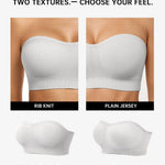 Vertvie Strapless Bra Wireless Non-Slip Push Up Bandeau Bras for Women Full Support Tube Tops Padded Bralette S-Large Breasts(White,Large)
