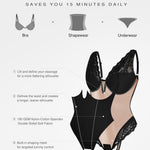 Popilush Lace Body Suits for Womens Tummy Control Black Bodysuit Deep V Neck Thong Shapewear Going Out Corset Tops