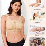 BRABIC Women's Front Closure Bra Post-Surgery Posture Corrector Shaper Tops with Breast Support Band (Beige, L)