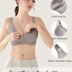 Gailife Front Closure Bras for Women Seamless Wireless Comfort Supportive No Underwire Convenient Mastectomy Bralettes, Grey, L