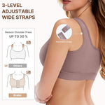 BRABIC Front Closure Post Surgery Compression Bras for Women Mastectomy Bra with Adjustable Straps Wirefree Purple Brown