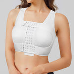 BRABIC Front Closure Post Surgical Compression Everyday Bra for Women Mastectomy with Removable Breast Support Band White