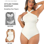 Lover-Beauty Body Suits for Women Tummy Control Shapewear Criss Cross Halter Top Bodysuit Thong Body Suit White Bodysuit