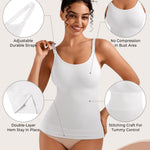 EUYZOU Women Tummy Control Shapewear Cami Tank Tops, Black/White L