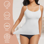 ONEW Compression Tanks For Women Shapewear Camisoles Seamless Tummy Control Slimming Body Shaper,White,Medium