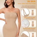 SLIMBELLE Women’s Strapless Shapewear Slip Tummy Control Dress Slip Seamless Full Body Shaper for Under Dresses NUDE S