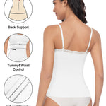 EUYZOU Women Shapewear Tummy Control Camisole Tops - Scoop Neck Sexy Compression Tank Tops Seamless Body Shaper, White L