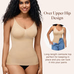 BRABIC Compression Tank Top for Women - Compression Tanks Shapewear Tummy Control Body Shaper V Neck Camisole Tops(Beige, Large)